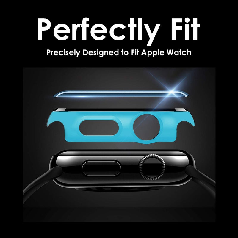 Pokanic [2 Pack Compatible with Apple Watch SE 6 5 4 Series iWatch 9H Tempered Glass Case Full Body Screen Protector Cover Wireless Charge Light Weight Scratch Resistant Proof (Light Blue, 44mm) - Image 4